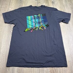 Saori Men's Blue Short Sleeve Abstract Art Fringe Design Graphic T-Shirt Size L